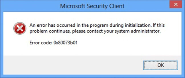 Lỗi Microsoft Defender 0x80073b01