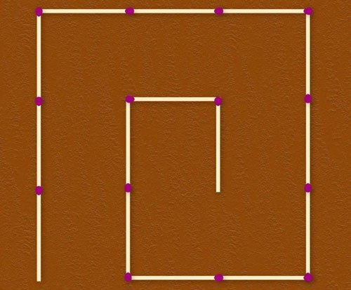 Di chuyển 3 que diêm để được hai hình vuông