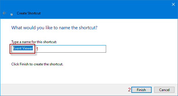Cách tạo shortcut Event Viewer trên desktop Windows 10