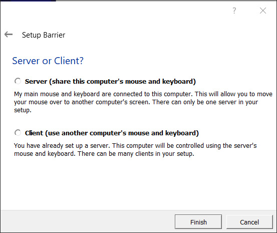 Chọn Server và Client