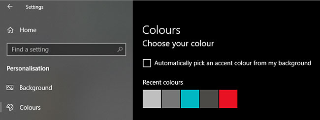 The recent color section can hold up to 5 choices