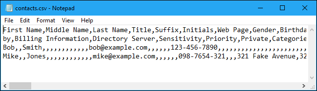 You can see the contents of the CSV file in Notepad