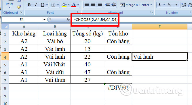 MS Excel - Bài 16: Hàm CHOOSE trong Excel
