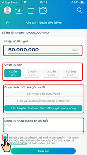 Cách gửi tiết kiệm online trên ViettelPay