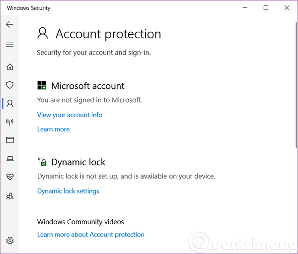 Tính năng bảo vệ tài khoảng trong Windows Security