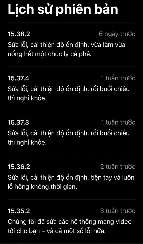 Thường thì dev ở YouTube sẽ nốc cả chục ly cà phê mỗi sáng đề fix bug sau đó buổi chiều đi chơi. Đương nhiên, có những bản cập nhật đi kèm tính năng mới và... cả bug nữa.