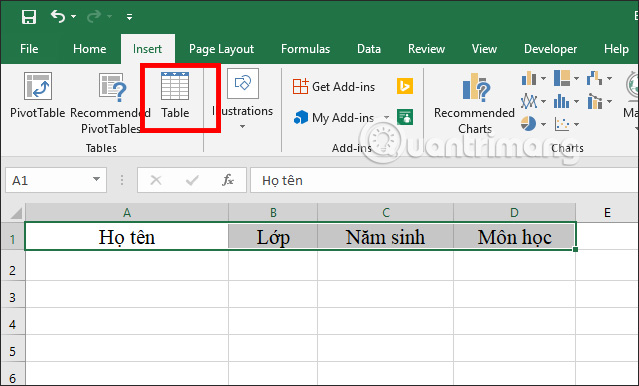 Tạo form nhập liệu trong Excel, cách tạo biểu mẫu nhập dữ liệu ...