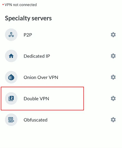 NordVPN cung cấp danh mục “VPN kép” chuyên dụng trên ứng dụng