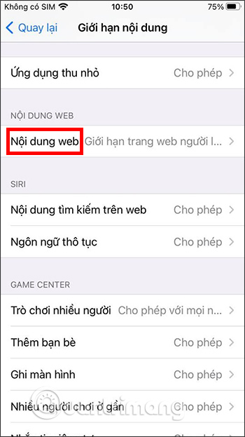 Nội dung trang web