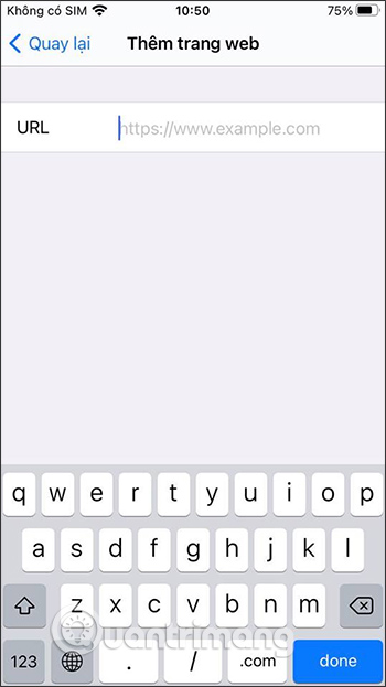 Nhập URL trang web