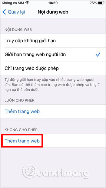 Không cho phép