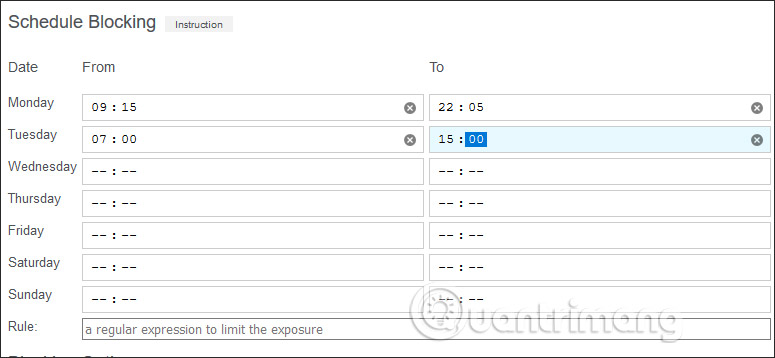 Lên lịch chặn trang web 