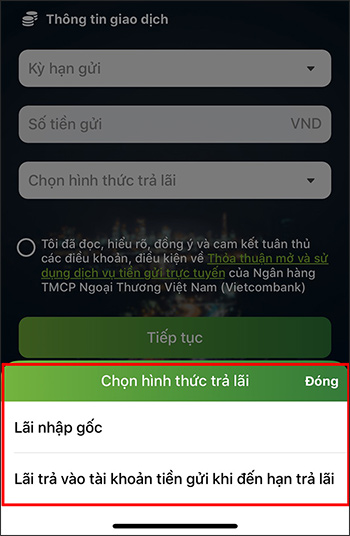 Cách gửi tiết kiệm online Vietcombank