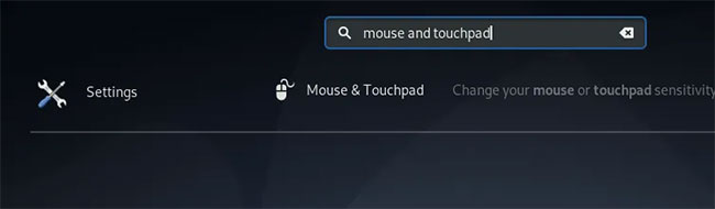 Nhập các từ khóa mouse and touchpad có liên quan vào Application Launcher