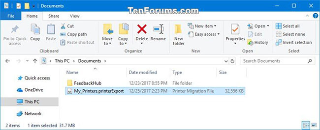 Nhập máy in trực tiếp từ file .printerExport