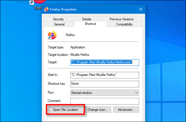 Nhấp vào Open File Location