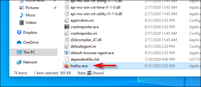 Bạn sẽ được đưa trực tiếp đến vị trí của EXE trong File Explorer