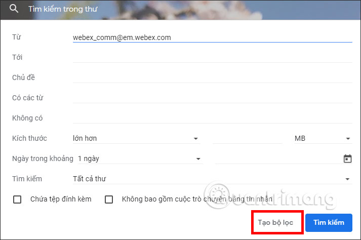 Nhập email muốn chặn 