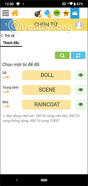 Chọn chủ đề thách đấu