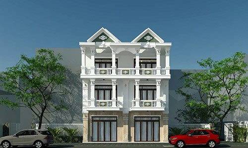 Ngôi nhà 3 tầng song lập được thiết kế theo phong cách châu Á cổ điển