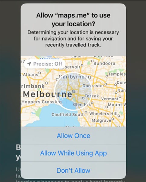 Pop-up asking for location permission 