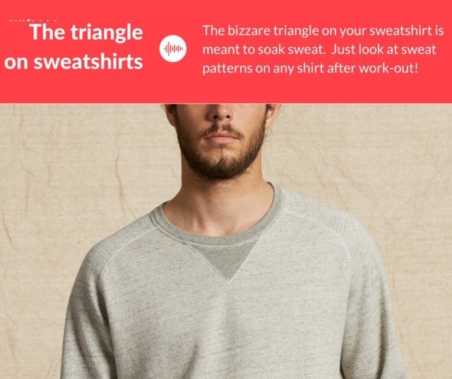 Hình tam giác kỳ lạ trên áo nỉ có tác dụng để thấm mồ hôi