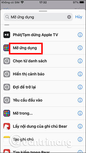 Mở ứng dụng