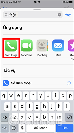 Chọn Điện thoại