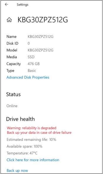 Bên cạnh đó, Windows 10 cũng có thể hiển thị dung lượng trống, nhiệt độ ổ cứng...