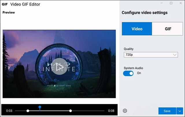 Giao diện ứng dụng Video GIF Capture