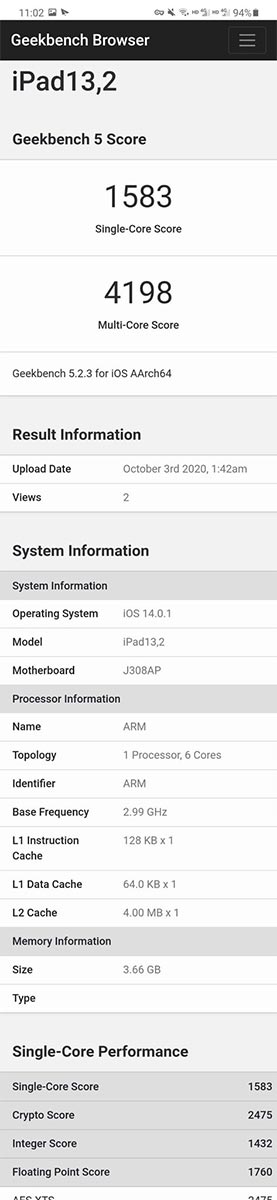 Điểm benchmark rò rỉ của A14 Bionic