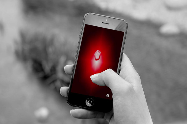 Ứng dụng chỉ một tính năng duy nhất là hiển thị một viên kim cương màu đỏ trên màn hình