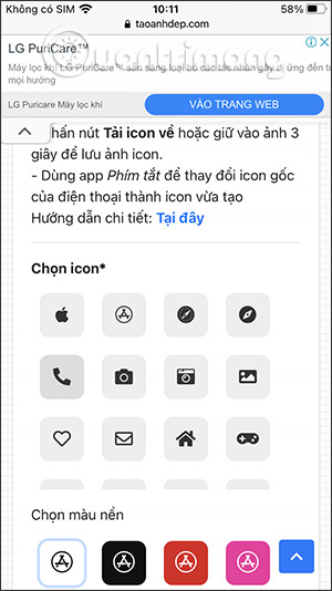 Chọn icon