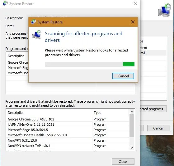 System Restore làm gì trong Windows 10?