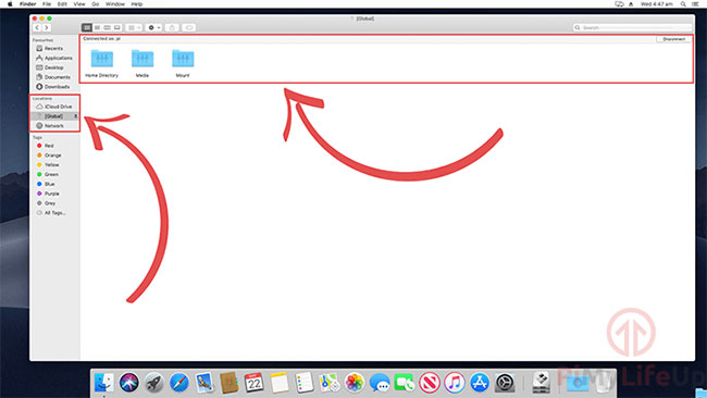 Shared volumes in the Finder application