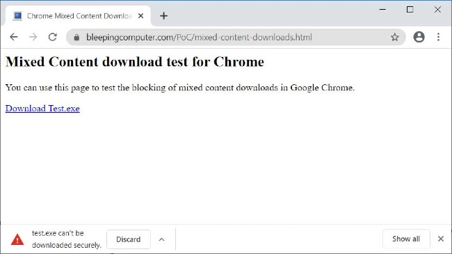 Chrome 86 chặn tải xuống các tập tin không an toàn
