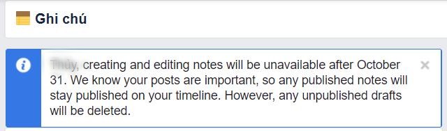 Ghi chú trên Facebook sẽ ngừng hoạt động từ ngày 31/10