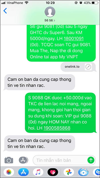 Gửi nội dung tin nhắn rác 