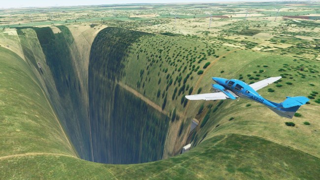 Hố tử thần khổng lồ trong game Flight Simulator