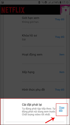 Thay đổi phát lại