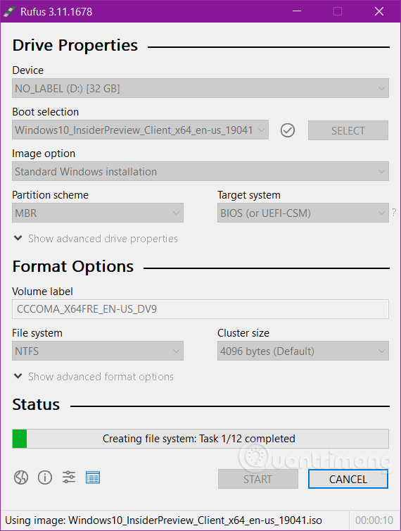 The process of creating USB install Win