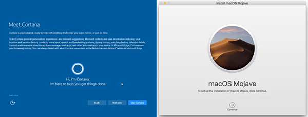 Quá trình thiết lập của Windows 10 và macOS