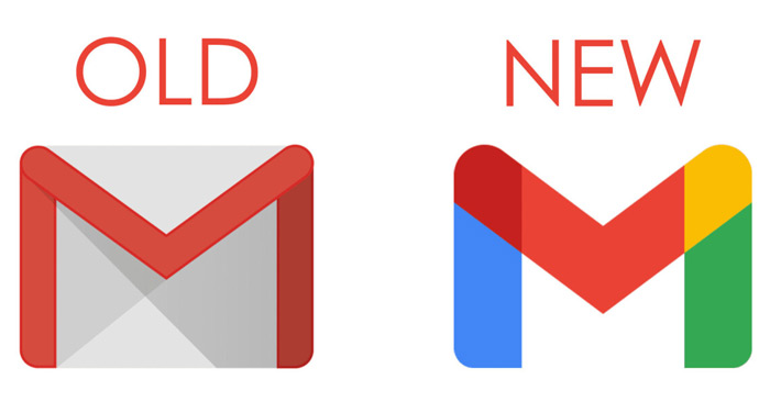 Logo Gmail cũ (trái) và logo Gmail mới (phải)