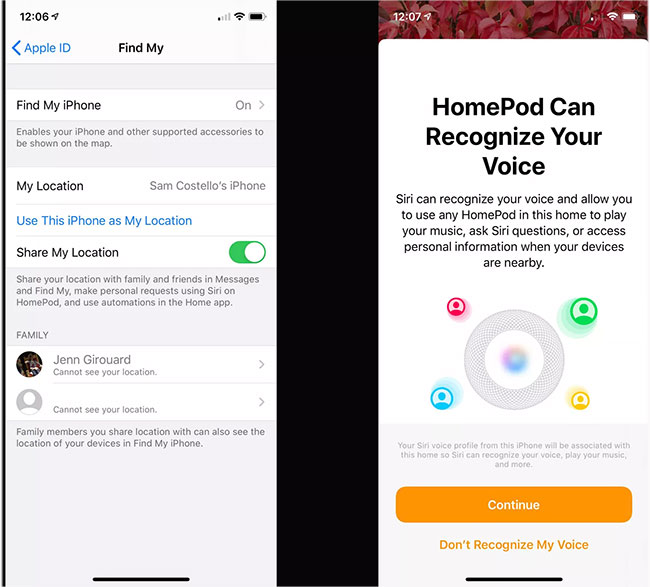 Trong cửa sổ pop-up HomePod Can Recognize Your Voice, hãy nhấn Continue