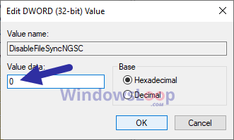 Nhấp vào OK để xem trường Value Data