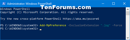 Thêm loại file ngoại lệ cho Microsoft Defender Antivirus trong PowerShell