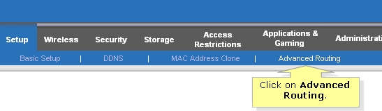 Nhấp vào tab phụ Advanced Routing
