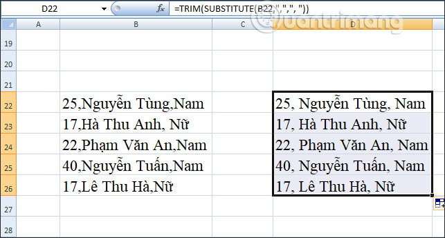 Cách tạo khoảng cách sau dấu phẩy trong Excel - Ảnh minh hoạ 2