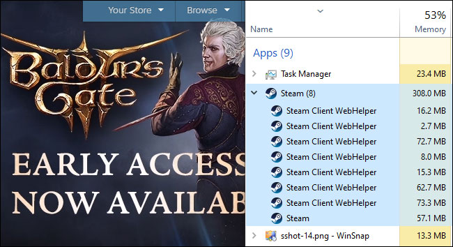 Trình duyệt web tích hợp của Steam là “Steam Client WebHelper”