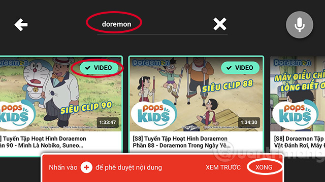 Chọn video cụ thể muốn cho trẻ xem